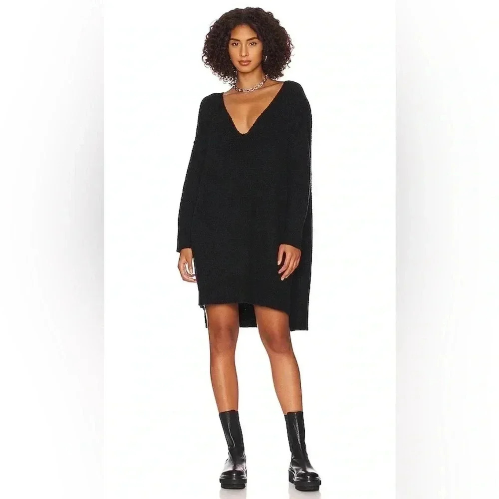 Free People Black Cozy Sweater Dress NWT - Picture 1 of 6
